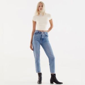 ZARA Z1975 HIGH WAISTED MOM FIT JEANS MID-BLUE